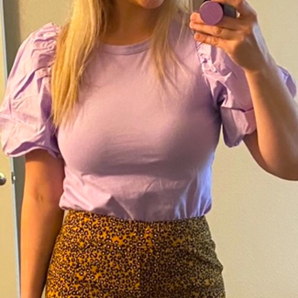 A New Day Lavender Puff Sleeve Tee